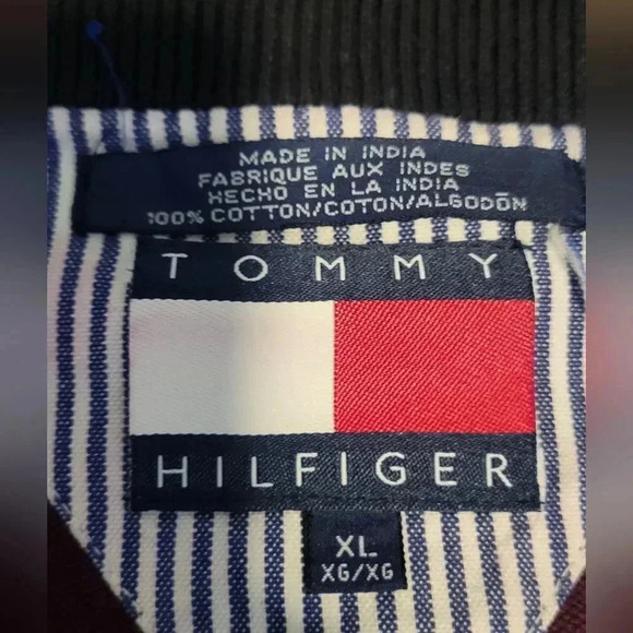 VTG Tommy Hilfiger Burgundy knit Sweater embroidered logo, men's size XL - Picture 11 of 12